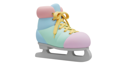 Vibrant ice skate with pastel colors and yellow laces on a white background (386)_no-bg