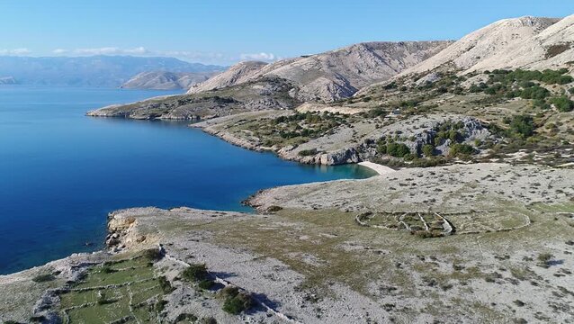 Aerial view of Baska coastline in Croatia