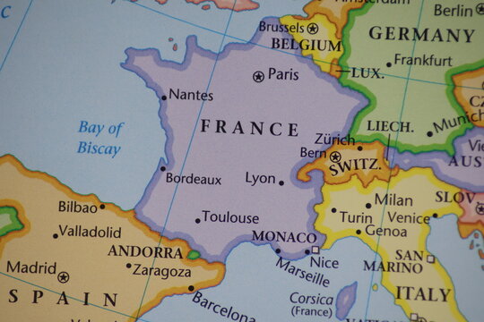 Detailed Political Map of France Showing Paris, Major Cities, and Borders with Neighbors for European Travel Guides, Tourism Marketing, Geography Classes, and International Business News