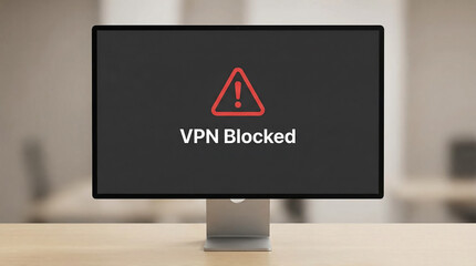 VPN Blocked Warning Message On Desktop Monitor