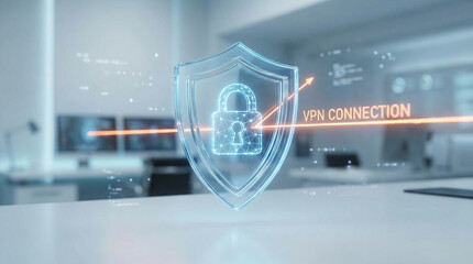 Secure VPN Connection Shield With Lock Icon