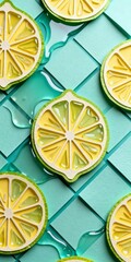 Vibrant Ripe Lime Cutouts on Textured Background, Seamless Design for Craft and Style Projects