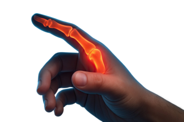 Human hand finger joint pain inflammation arthritis medical anatomy xray style illustration detailed isolated on white background