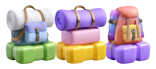 Colorful Travel Gear and Stacked Packs for Outdoor Adventure Concepts