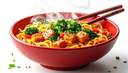 Asian Noodles Bowl with Chopsticks