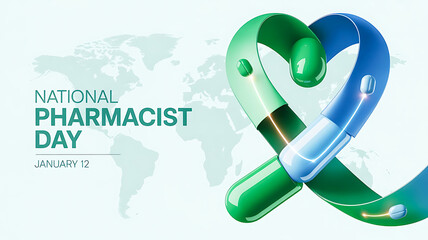 National pharmacist day illustration featuring a heart shaped ribbon