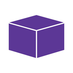 Purple Cube Icon Simple 3D Object