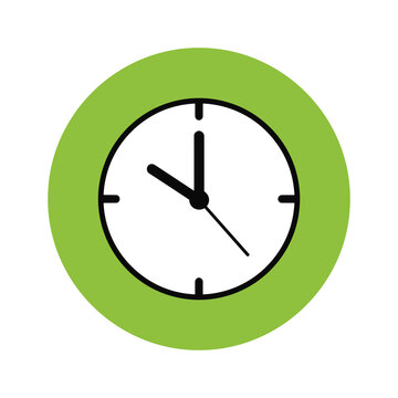 Green clock face showing ten to two