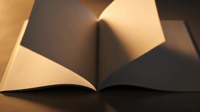 Blank Trifold Brochure Mockup On Grey Background with Warm Lighting for Business Advertising
