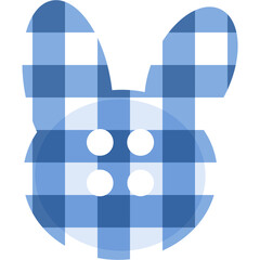 blue and white plaid bunny rabbit button cute minimalist sticker for app icon