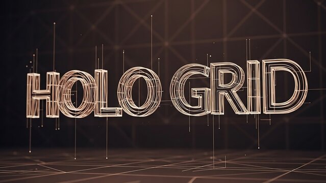 Holographic Grid Neon Sign Display. - Powered by Adobe