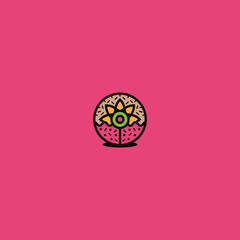 Chocolate donut flower logo illustration.