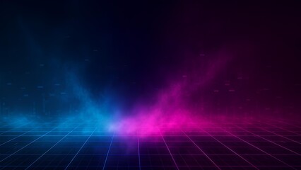 cyberpunk crypto market background with neon grid and digital fog