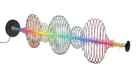 Vibrant sound wave visualization with colorful spectrum