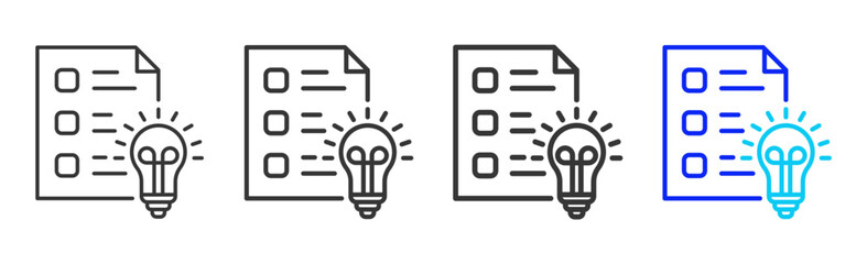 Exam Idea icon set collection creative outline style for education with multiple thickness variations suitable for exam test review study rating certification