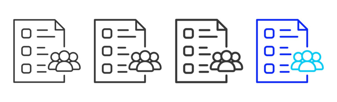 Peer Review icon set collection creative outline style for education with multiple thickness variations suitable for exam test review study rating certification