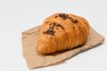 fresh croissant on white background