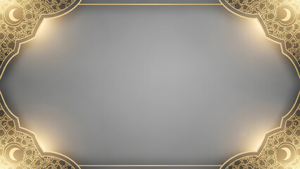 Elegant Gold Ornate Border Design on a Soft Grey Gradient Background Subtle Lighting Accents