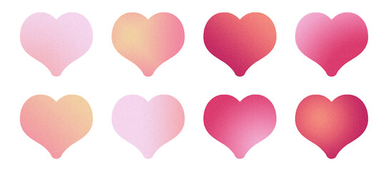 Red hearts set, cutout PNG peach pink magenta grainy gradient elements, vibrant stickers for digital  scrapbooking designs