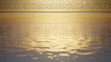 Golden Ornate Architectural Detail Reflecting On A Wet Floor