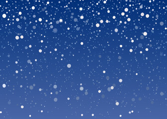 Fototapeta premium A serene dark blue background with falling white snow particles