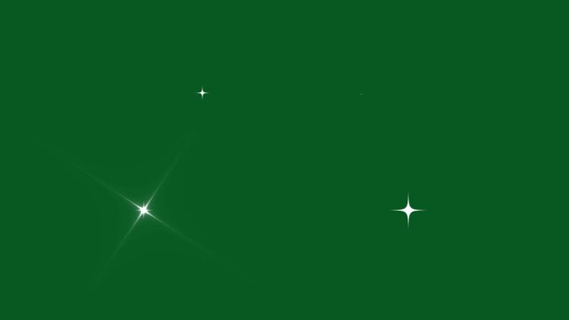 Single star glitter, sparkling star, twinkle animation on green background. white cartoon, flat, vector, doodles style stars blinking. sparkle Star light effect, glowing twinkling glitter star. 4K