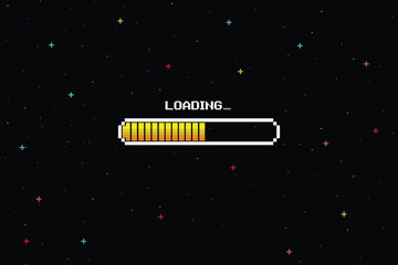 LOADING. pixel art. 8 bit game. retro game. for game assets in vector illustrations.  © Sumeth
