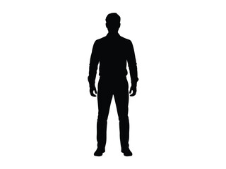 Silhouette of a man standing against a white background