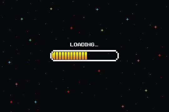 LOADING. pixel art. 8 bit game. retro game. for game assets in vector illustrations.	