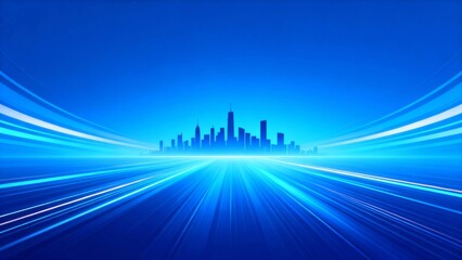 City silhouette with speed lines