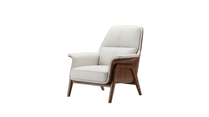 A white upholstered chair isolated on a transparent background