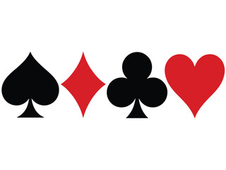 The four playing card suits are displayed in a row against a white background.