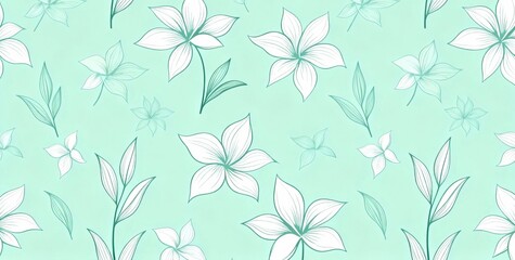 Green background with white flowers