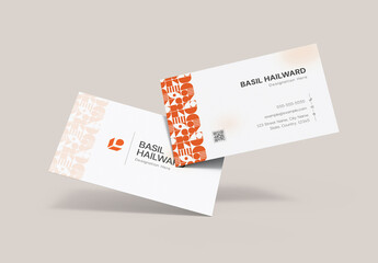 Elegant Corporate Business Card Template with Geometric Pattern and Logo Branding