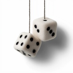 Hanging Fuzzy Dice Minimalist White Car Decor