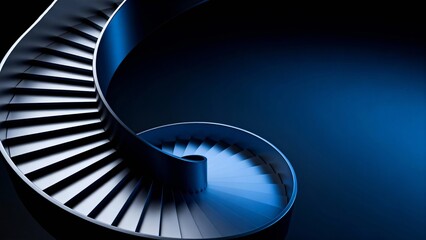 Spiral staircase in blue light
