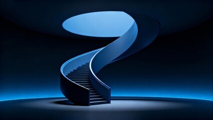 Spiral staircase in blue light