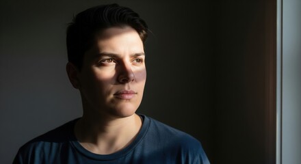 Fototapeta premium Focused Person in Morning Light Preparing for New Year Discipline