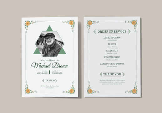 Floral Memorial Funeral Program Template