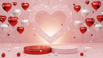 Valentine's day ring with hearts isolated on white background