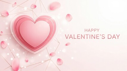 Vector illustration of a romantic pink background decorated with hearts and flowers for a Valentine's Day greeting card or wedding celebration design