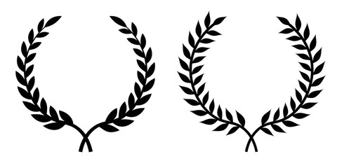 Set of circular laurel wreath. Emblem floral Greek branch of oak leaves, eucalyptus leaf, Wheat, winner award, champion medal, swirls, twigs and flower ornaments vector