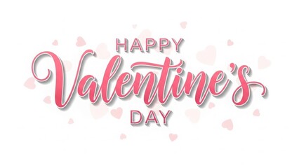 Happy Valentine's Day greeting card design featuring a pink heart vector illustration with elegant calligraphy lettering and holiday celebration art