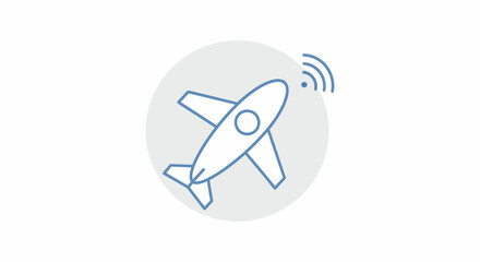 Airplane with Wi-Fi signal icon representing in-flight connectivity.