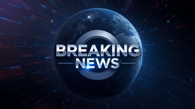 Breaking News Template intro for TV broadcast news show program with 3D breaking news text and badge, against global spinning earth cyber and futuristic style - Powered by Adobe