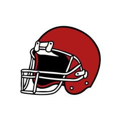 Vector illustration of a red American football helmet. Clean outline style, ideal for sports logos, apparel, and team branding.