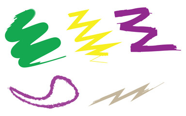 Obraz premium Colorful abstract shapes and lightning bolt designs on white background