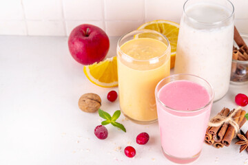 Autumn winter spicy fruit smoothie set