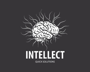 Vector logo with hand-drawn brain