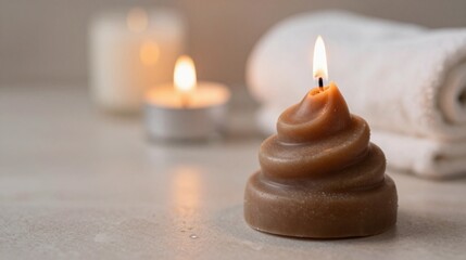 Spa Candles and Towel Relaxing Bath Scene